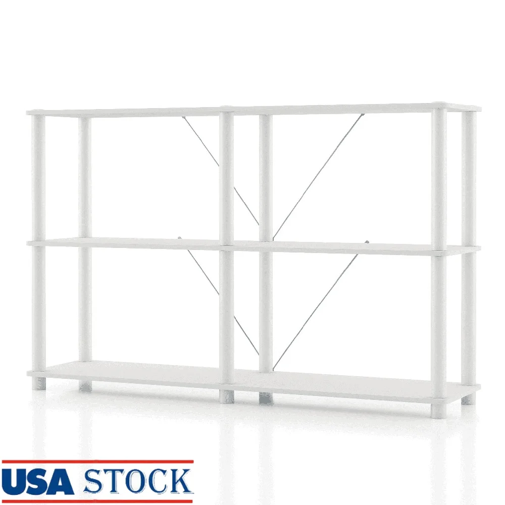

Modern 3-Tier Open Display Shelf Bookcase White Storage Solution Living Room Office Easy Assembly Ideal Cube Bins
