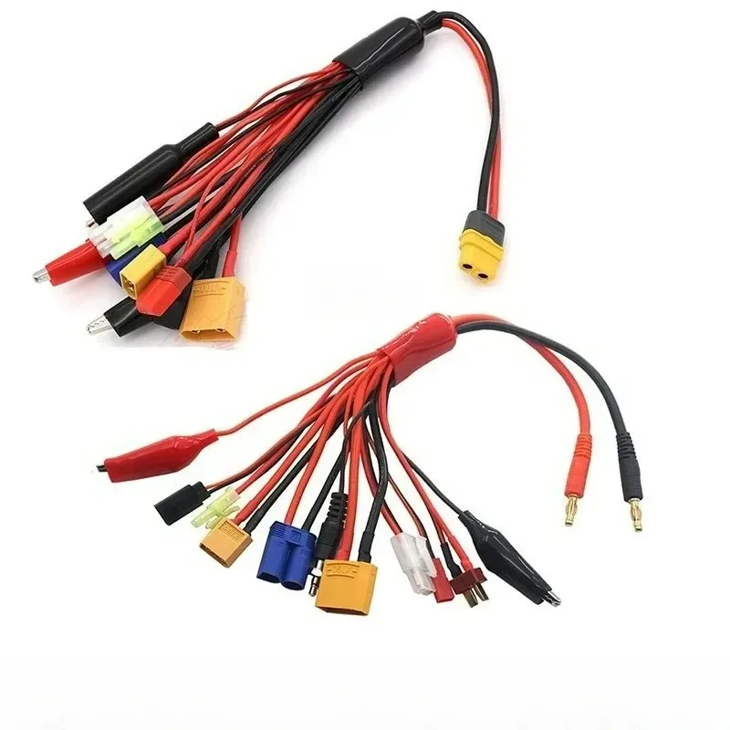 

For Toy XT60, XT90 RC Lipo Battery Multi Charger Adapter 10 in 1 Lead Cable 4.0mm Banana Plug To JST/T-Plug/XT60/XT90/EC5