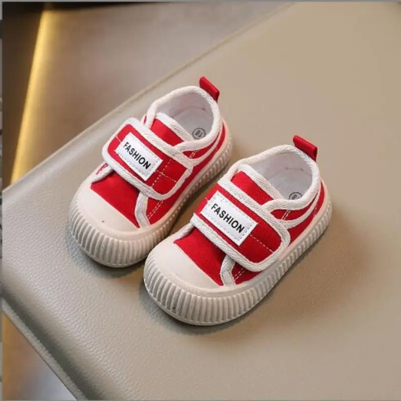 Children's Canvas Shoes 2024 Spring Autumn New Boys' Baotou Casual Shoes Girls' Small White Shoes Soft Soled Antiskid Baby 19-29