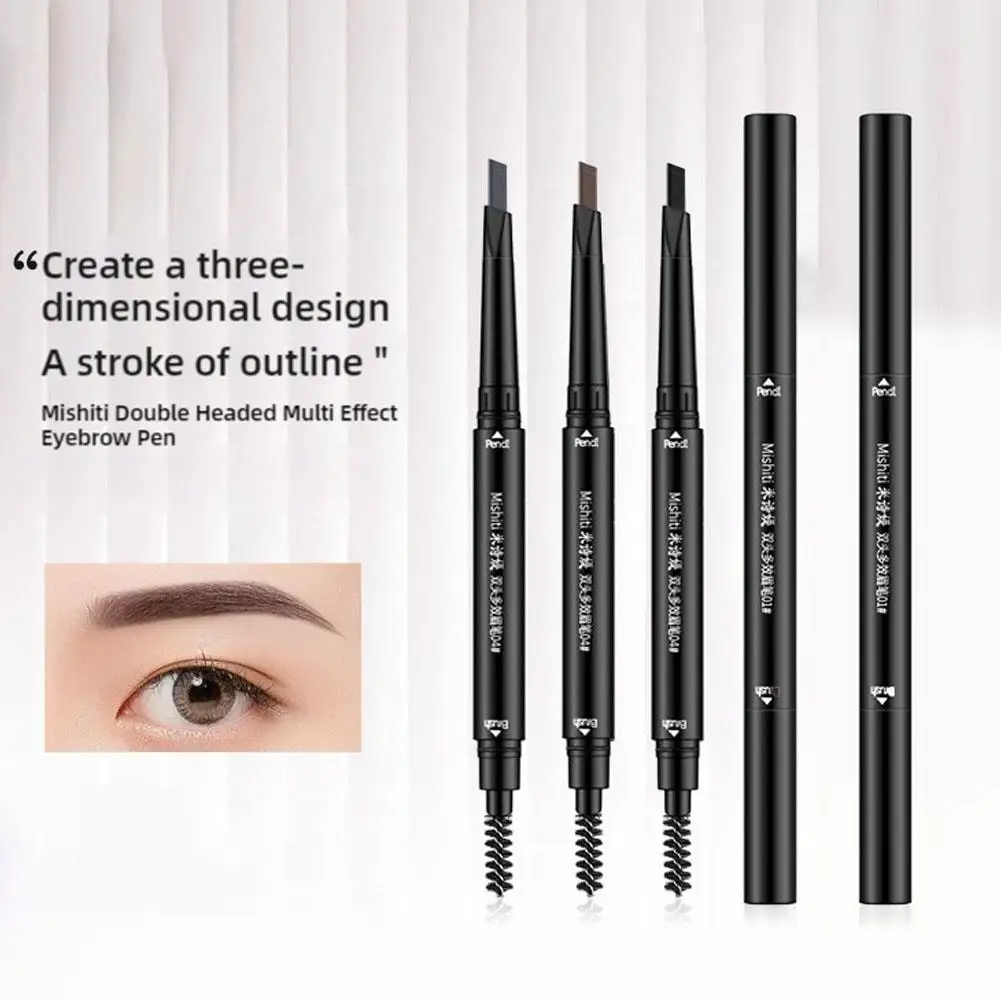 5 Color Double Ended Eyebrow Pencil Waterproof Long Brow Pen Makeup Lasting Tattoo Triangle No Blooming Rotatable Eye B3L8