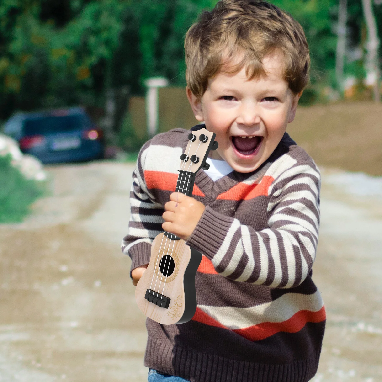 Mini Ukulele instrumenty muzyczne plastikowe modele modele gitar zabawki symulacyjne dzieci dzieci dzieci