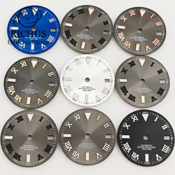 RICHUS 29mm Sterile Black White Gray Blue Roman Numeral Watch Dial Fit NH35 Movement Fit 3 O'Clock Crown 3.8 O'Clock Crown