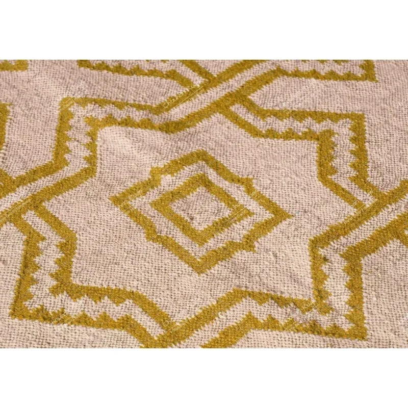 

Off White Kilim Rug with Yellow Design Rug Handwoven Rug Fringes Jute Area Rug