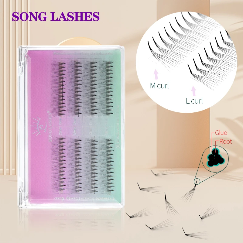 

SONG LASHES Premade Fans Pointy Base 6D L/M Curl Slim Thin Pointy Base Lashes Extension Russian Volume Fans Makeup Tools