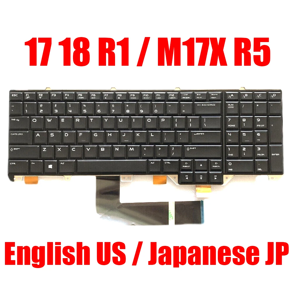 

Клавиатура для ноутбука JP US для Alienware 17 18 R1/M17X R5 0140W5 140W5 0M8MH8 M8MH8, японский, английский, черный, с подсветкой