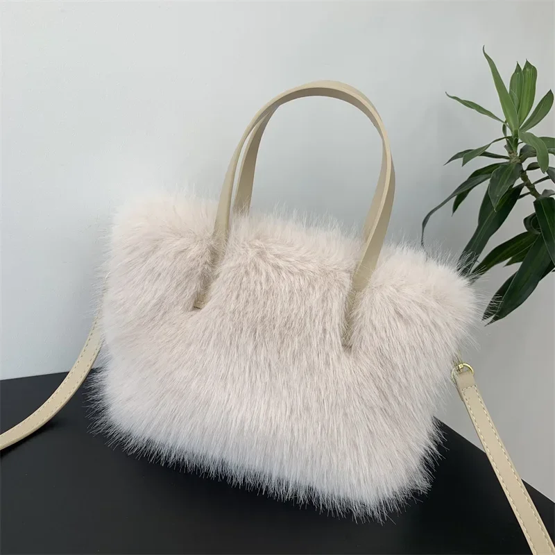 Miyagawa 2023 Autumn/Winter New Fury Bag Imitation Fox Hair Crossbody Shoulder Strap Fashion Tote Korean Basket Handbag