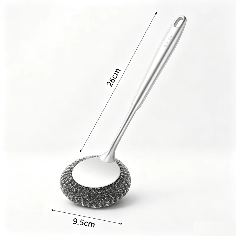 Stainless Stee Pot Brush Removable Replaceable Steel Wire Ball Cleaner Rustproof Scrubber for Kitchen Pan Dish Cleaning