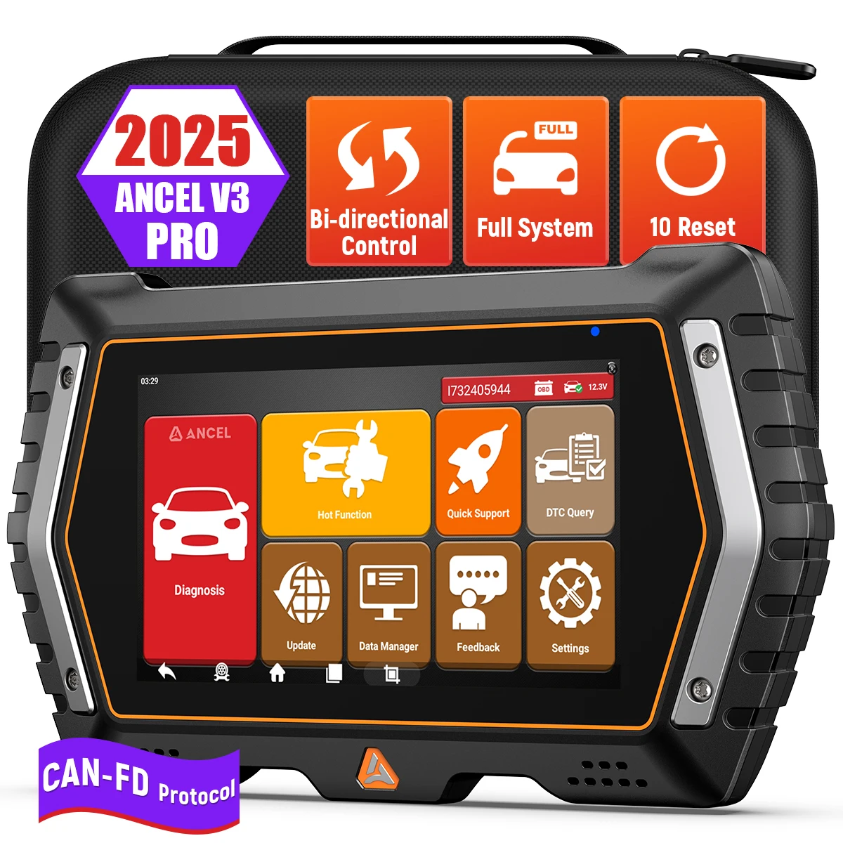 

ANCEL V3 Pro Bidirectional Control OBD2 Scanner CAN-FD ABS EPB TPMS OIL Reset All Systems Diagnostic Tool Lifetime Free Update