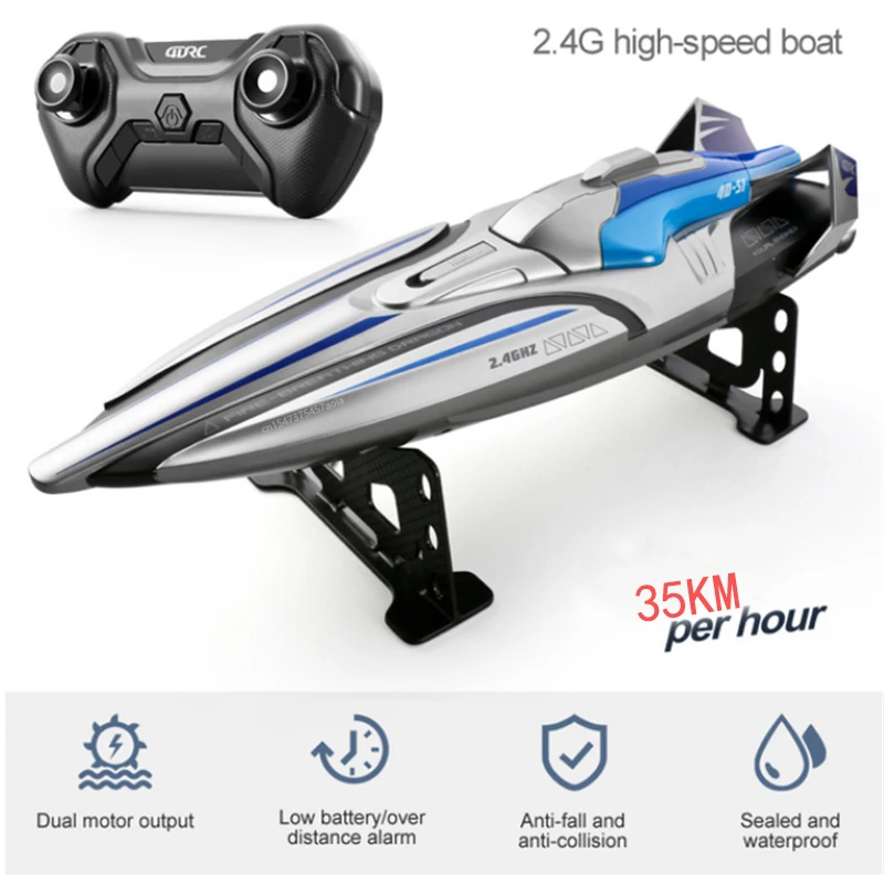 2024 Hot 35 KM/H RC High Speed Racing Boat Speedboat Remote Control Ship Water Game Kids Toys Children Gift remote control boat