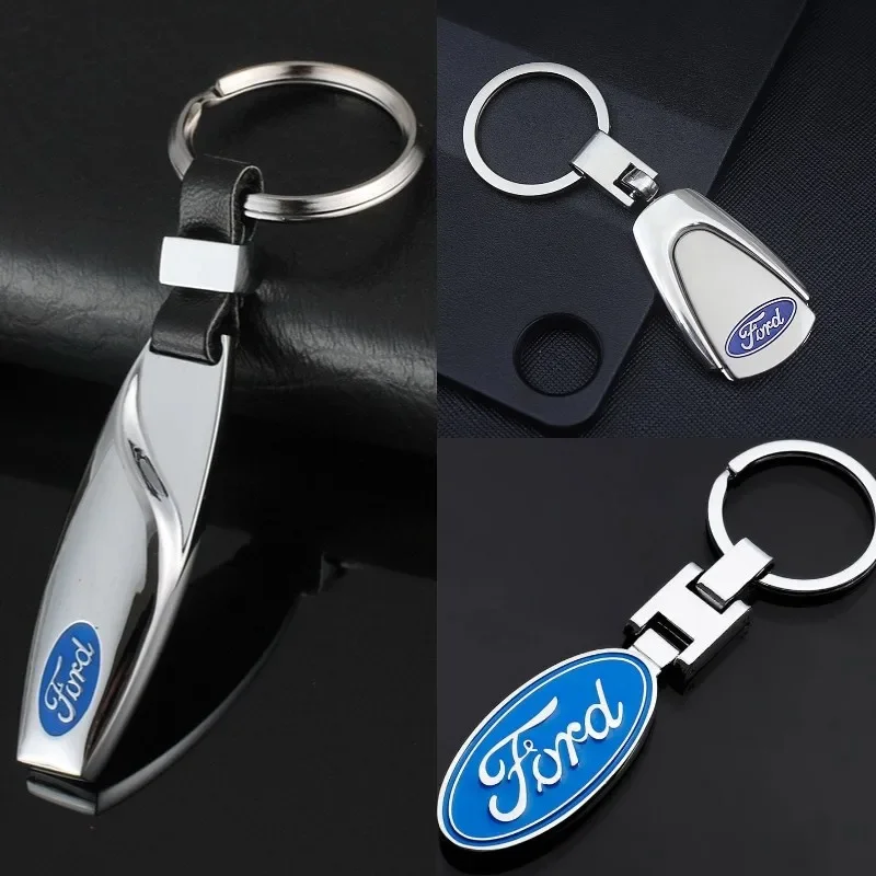 Car Styling Key Chain for Ford Focus Mustang Mondeo Kuga Fiesta Escort Edge F150 Explorer Badge Emblem Key Ring Holder KeyRing