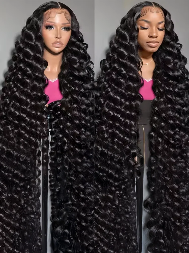 

40 Inch Loose Deep Wave Curly 13x6 HD Lace Frontal Human Hair Wigs 13x4 Water Wave Wigs 360 Full Lace Front Wigs For Women 250%