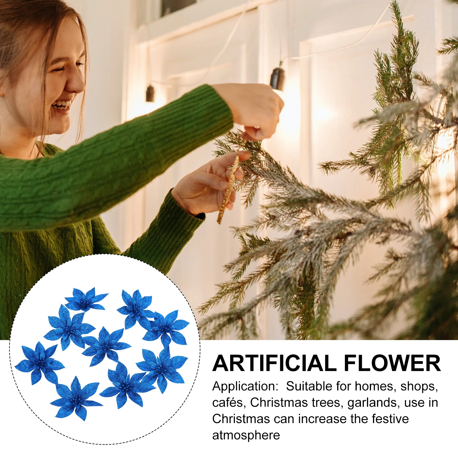 

9Pcs Christmas Simulation Flower Premium Xmas Tree Decoration Party Prop Beautiful Festive Ornament Christmas Simulation Flower