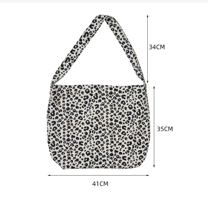 Canvans bolsa moda casual leopardo impressão ombro shopper bolsa feminina totes saco para mulher grande capacidade saco de compras