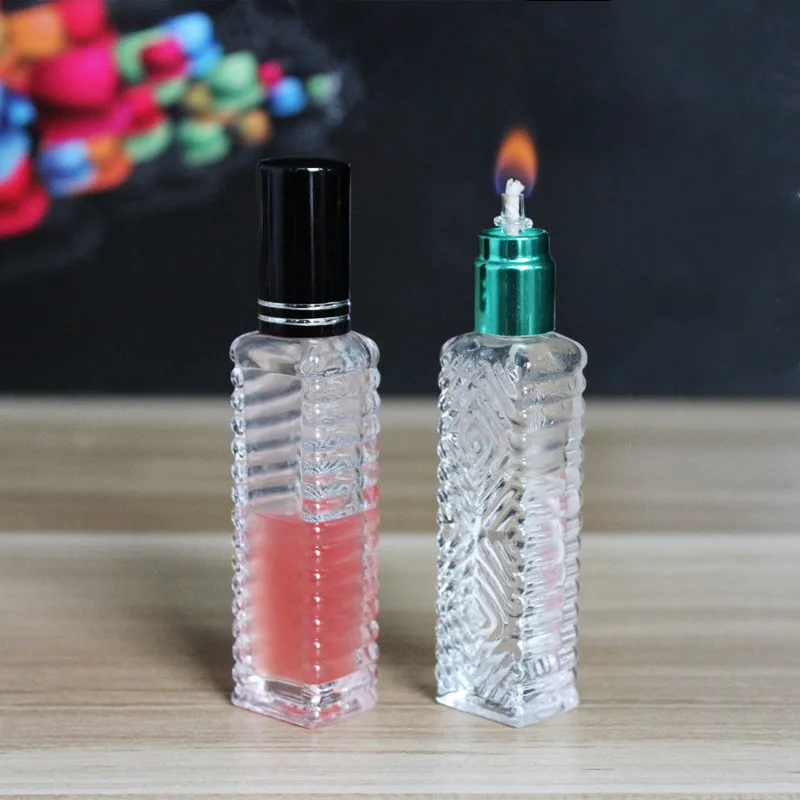 Colored transparent glass Alcohol burner, portable and creative, new compact mini lamp wick