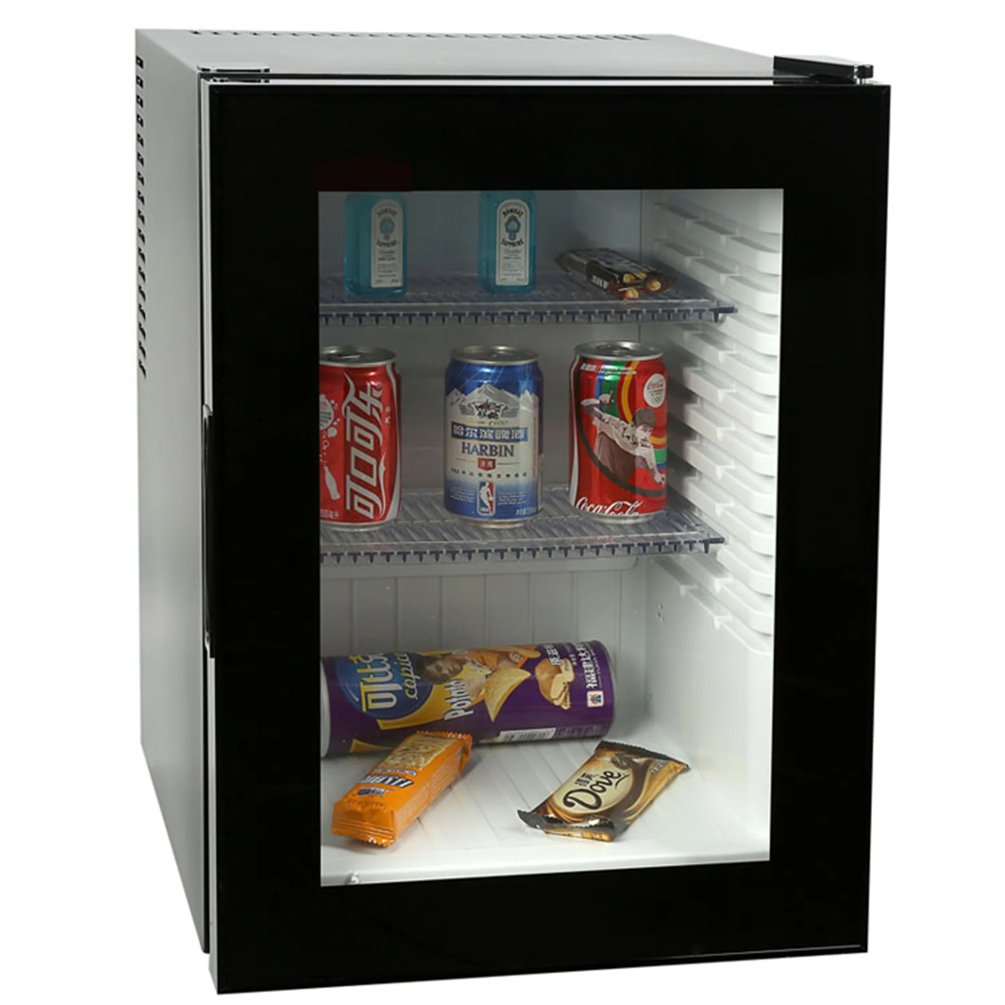 ثلاجة صغيرة مع باب زجاجي 40 لتر ثلاجة صغيرة لغرفة الفندق ثلاجة تبريد الزجاجة للاستخدام في الفندق