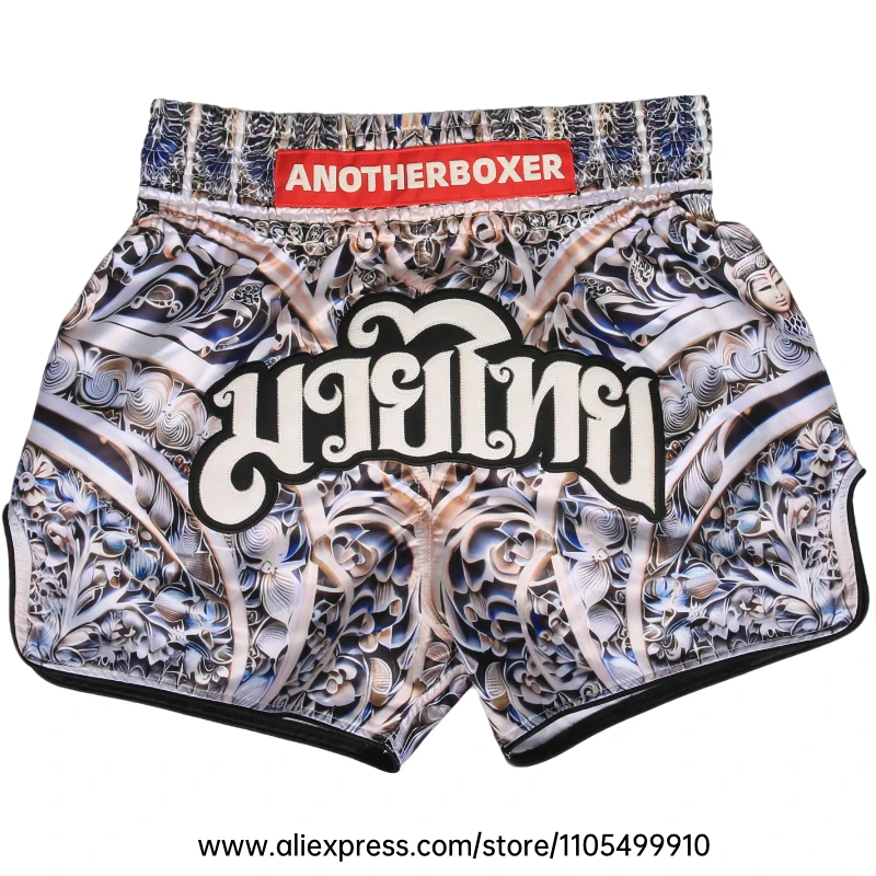 Traditionelle Muay-Thai-Shorts für Männer, Frauen und Jugendliche mit Retro-Blumendruck für Boxen, Kickboxen und Kampfsport-Workouts