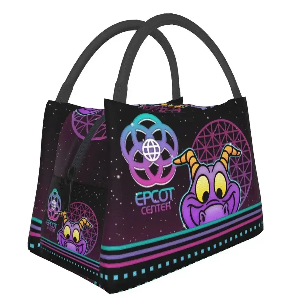 Custom Epcot Center Glow Figment Lunch Bag Women Cooler Thermal Insulated Lunch Boxes for Office Travel cooler bag