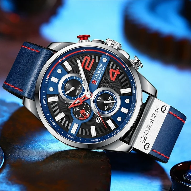 CURREN Fashion Sport Watches orologio da polso cronografo da uomo orologio da uomo di lusso con data di marca superiore orologio da uomo in pelle