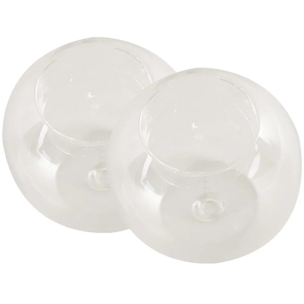 2Pcs Clear Circular Glass Holder Tea Light Holder Simple Delicate Design Warm Living Room Bedroom Office Decor Luxury