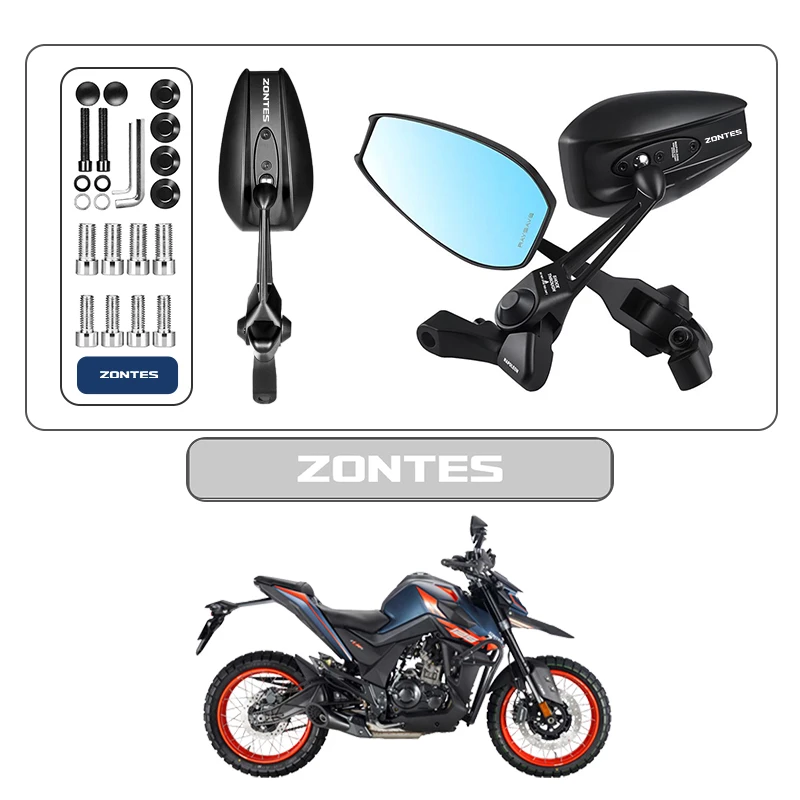 

360° Adjustable Motorcycle Rearview Mirror Reverse Side Mirror For Zontes G1 125 ZT125 ZT U310R 310X ZT310R 310M Zontes