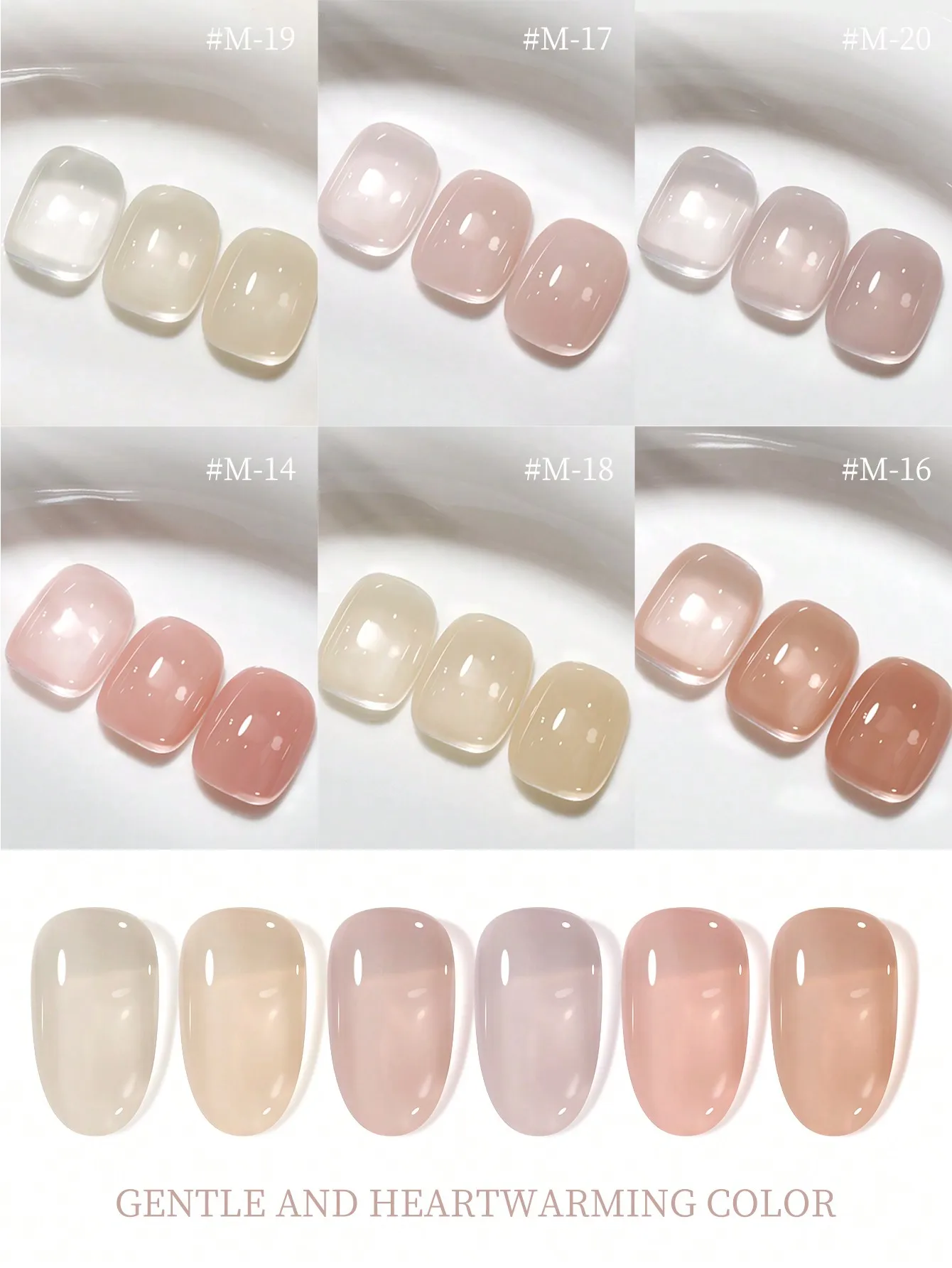 6 Farben 15 ml wässriges Jade-Gel, reiner Nagellack, Gel-Nagel, fügen semi-permanenten Soak Off UV-LED-Konstruktionsgel-Lack hinzu – Detail 3