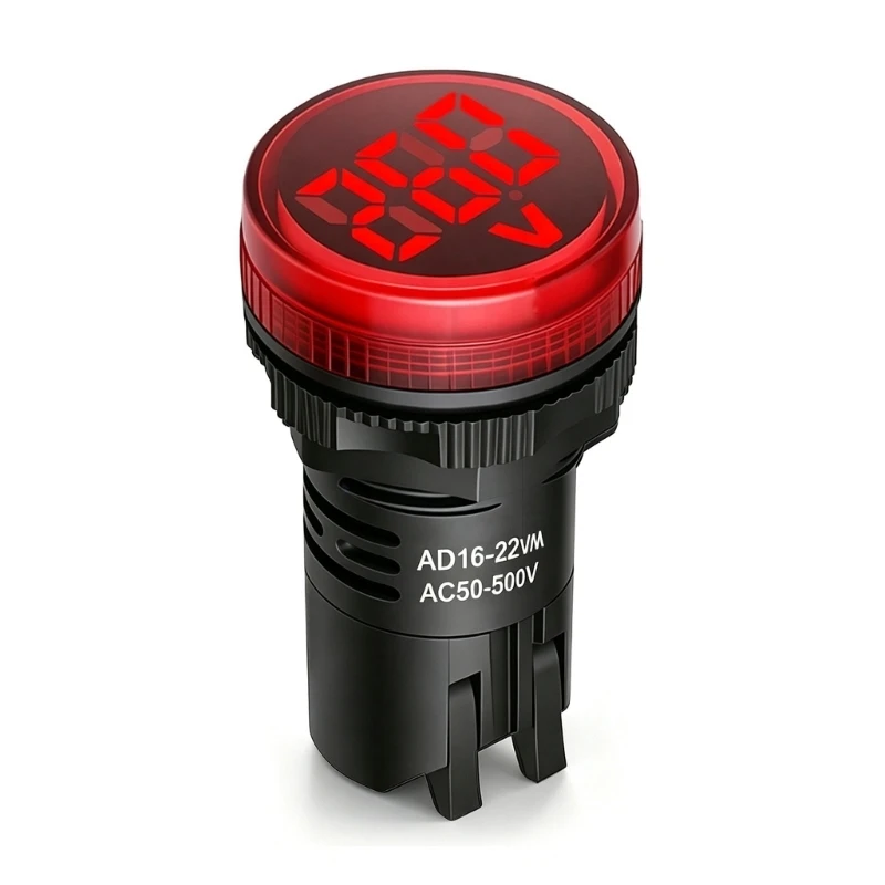 Panel Readout Meter, Round Electrical LED Display with Push-Wire Design for Tool Cabinet Equipment Service Use C7AC
