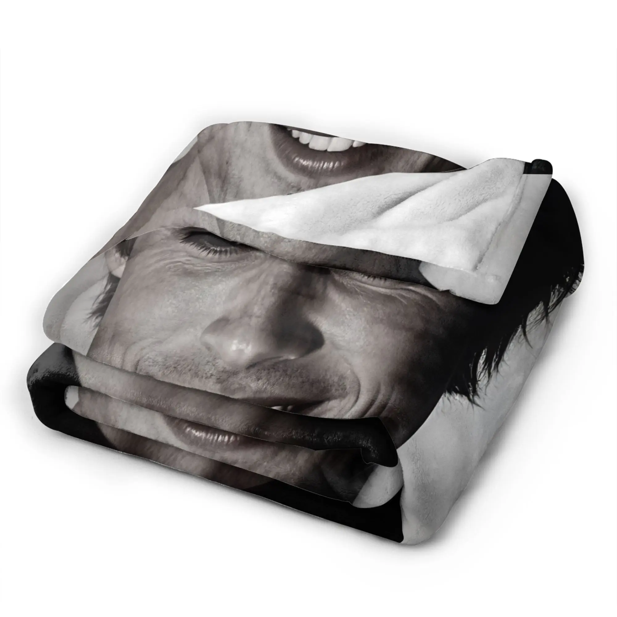Cozy Blanket Travel Car VIKAMA Vampire Diaries Damon Portrait Throw Blanket Novelty  Bedspread For Outdoor