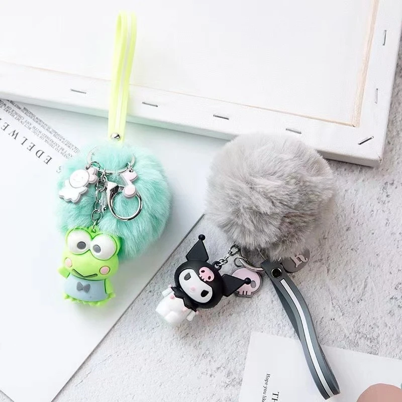 MINISO Cute Sanrio Keychain Cartoon Character Keychain Hello Kitty My Melody Chrome Kerop Badtz-Maru Cainamoroll Toys