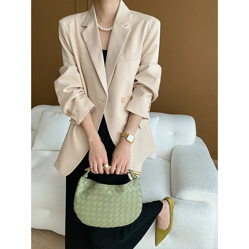 

SuperAen 2024 Spring New High-end Design Blazer Jacket Women Turn Down Collar Jacket Women