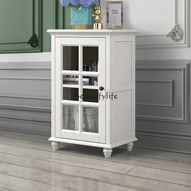 

FG10*American light luxury solid wood ash wood single door wine cabinet living room furniture glass storage cabinet
