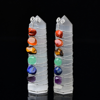 1PC Natural Selenite Point Seven Chakras Healing Stone Obelisk Quartz Wand Tower Ornament for Home Decor Energy Stone Pyramid