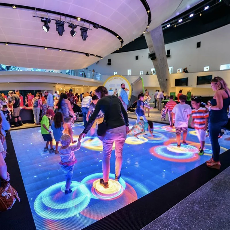 Intelligent Interactive RGB Panel Display LED Floor Tiles for Retail Stores Wayfinding Education with Radar Sensor