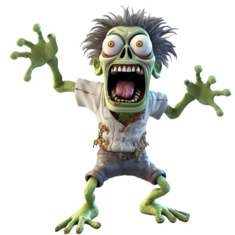 1PC Cute Green Zombie Motorcycle Stickers Waterproof DIY Motorbike Side Panels Fuel Tank Fairing Decals Halloween Decoration