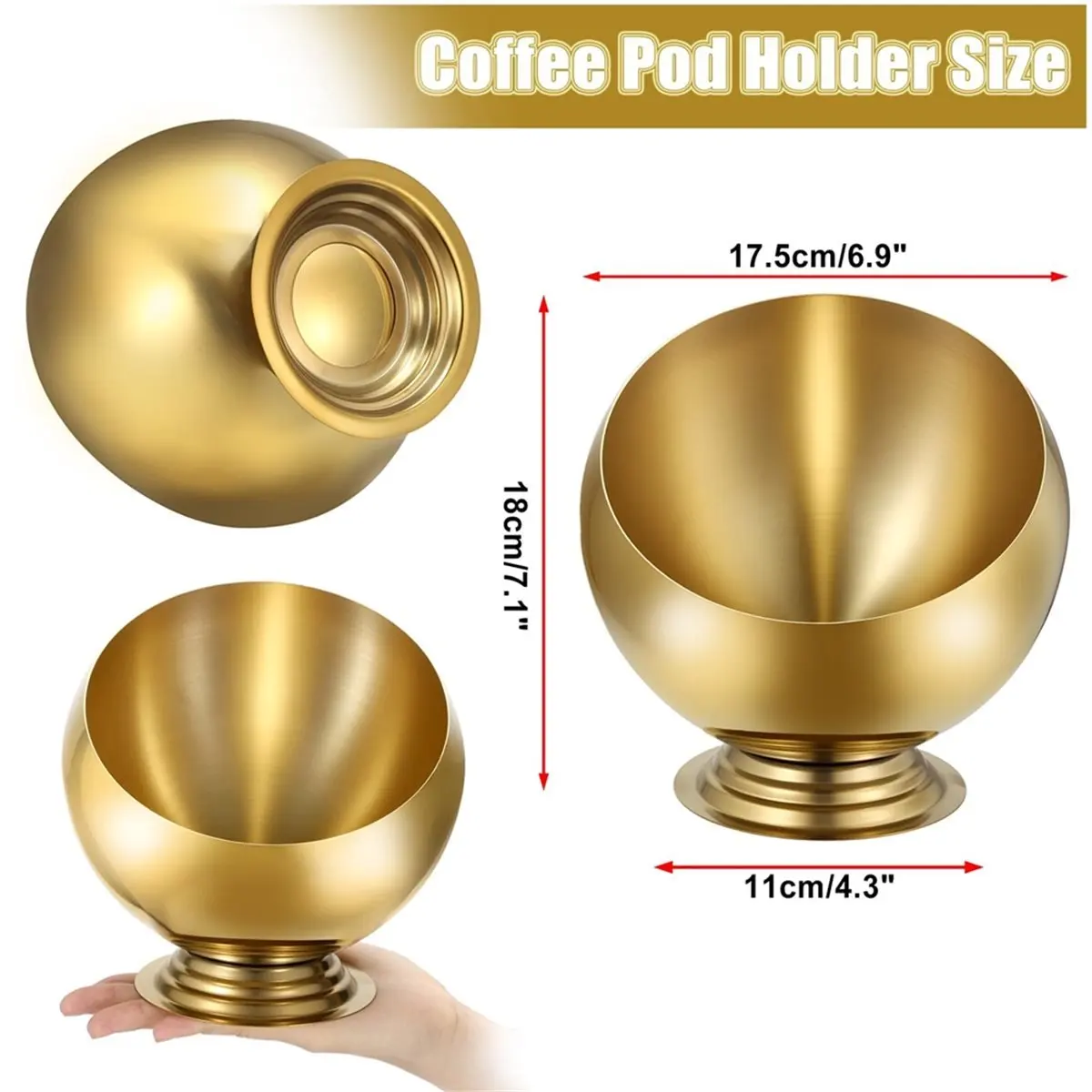 Coffee Pod Holder, Gold Metal Coffee Pod Storage for K Cup Vertuo , Creamer Organizer Candy Bowl