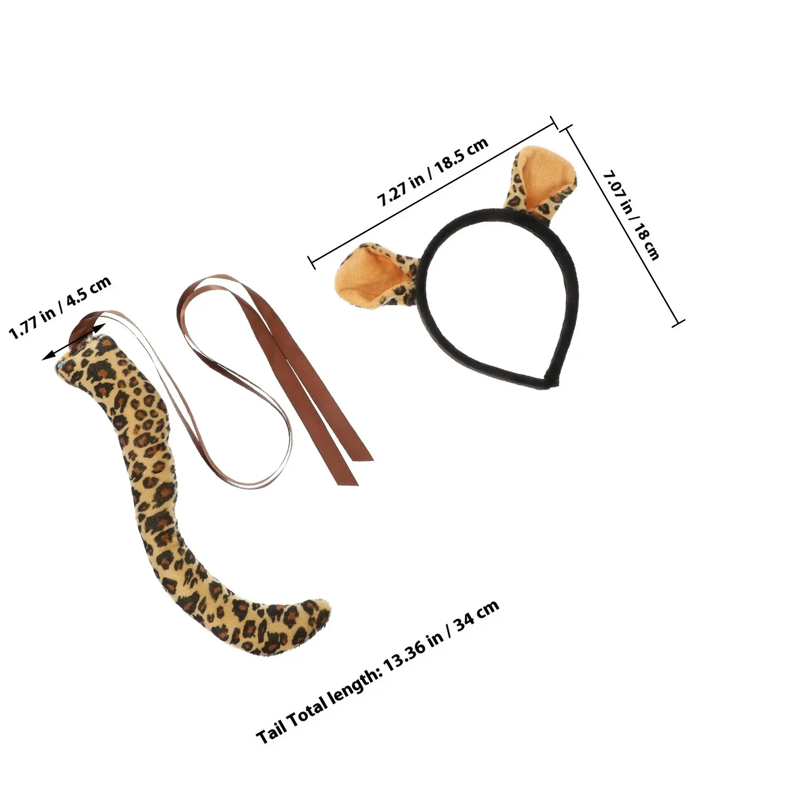 1 set Leopard Ear Headband Tail Set Animal Costume For Cosplay Party Dress Up Adults Soft Cloth Material Durable Stitching