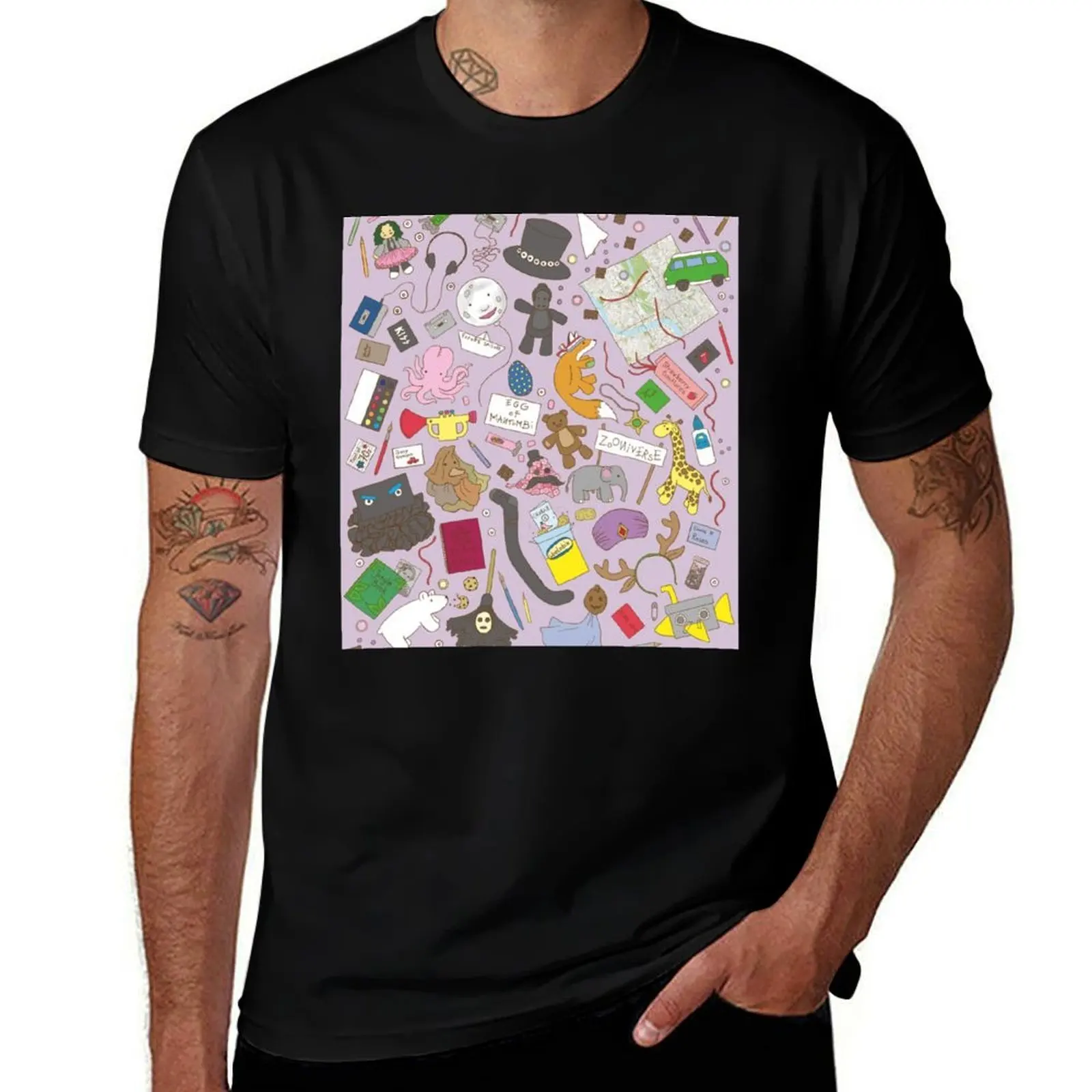 Boosh pattern purple T-Shirt Minimalist Plain Crew Neck T-Shirt