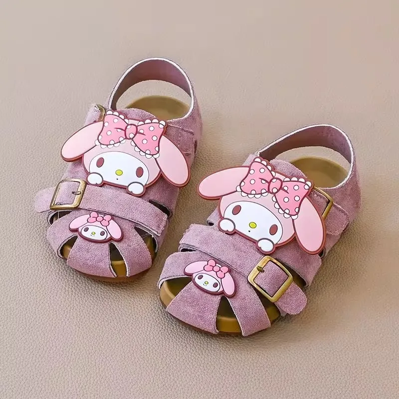 Сандалии Sanrios My Melody Girl с переплетением головы, летняя летняя детская обувь принцессы Kawaii с мягкой подошвой и нескользящей подошвой