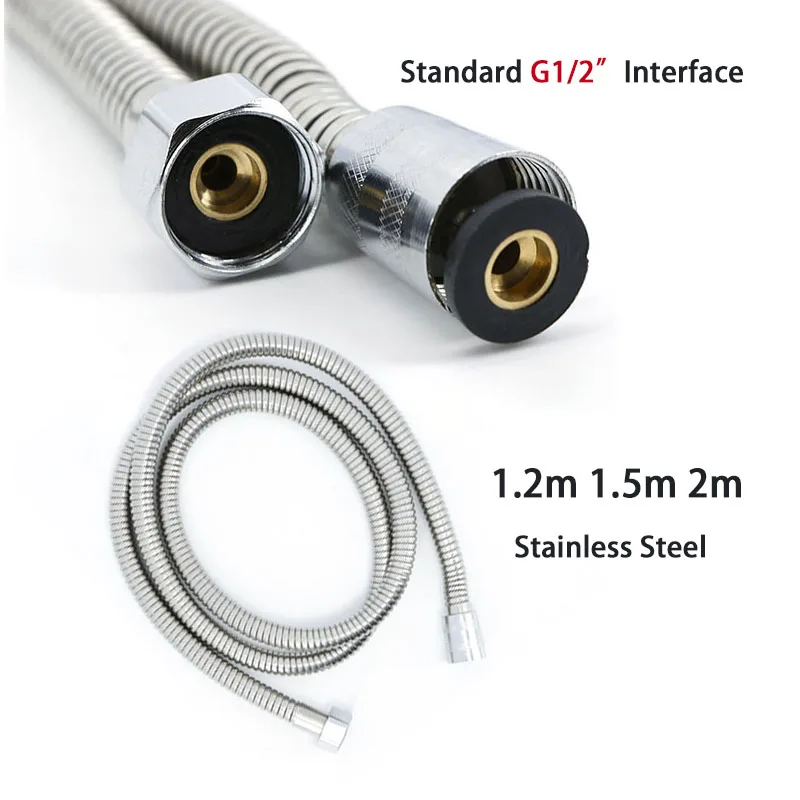 

Серебристый 1,2 м 1,5 м 2 м Шланг для душа и воды из нержавеющей стали Гибкая труба для биде Насадка для биде Сантехника Ванная комната 120 см 150 см k