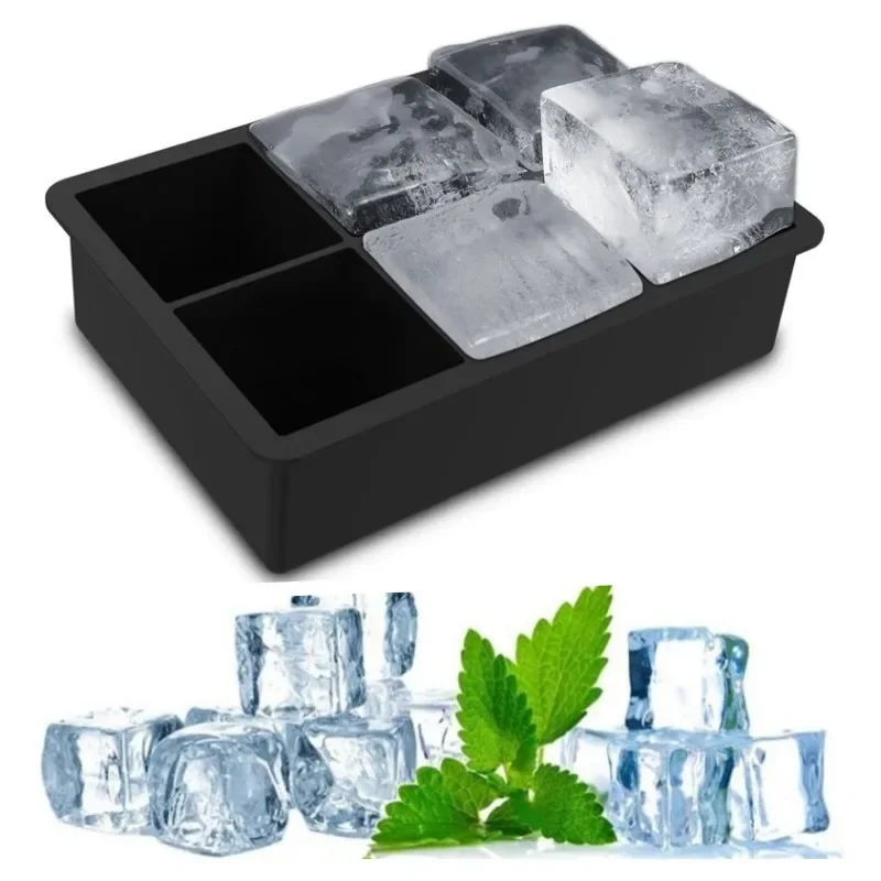 

4/6 Grid Big Ice Food Mold Giant Jumbo Large Food Grade Silicone Ice Cube Square Tray Mold DIY Ice Maker Ice Cube Tray Ice packs