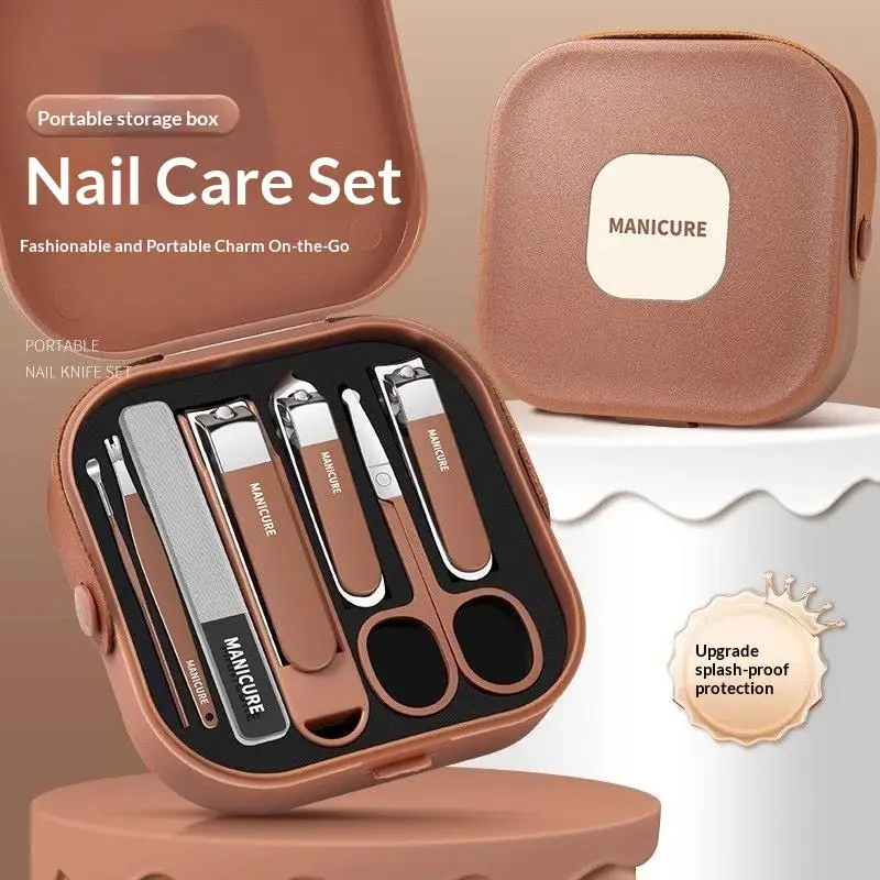 Complete 7 Sets Anti-Splash Protection Tool Nail Clipper Set Hand In Hand With Manicure Clippers Manicure Nail Clippers Manicur