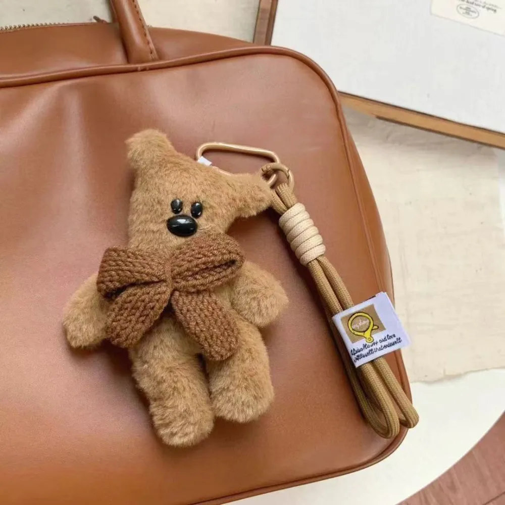 Kawaii Soft Bear Bag Charm Bag Hanging Brown Keychain Cartoon Doll Handmade Craft Bag Accessory Car Decoration