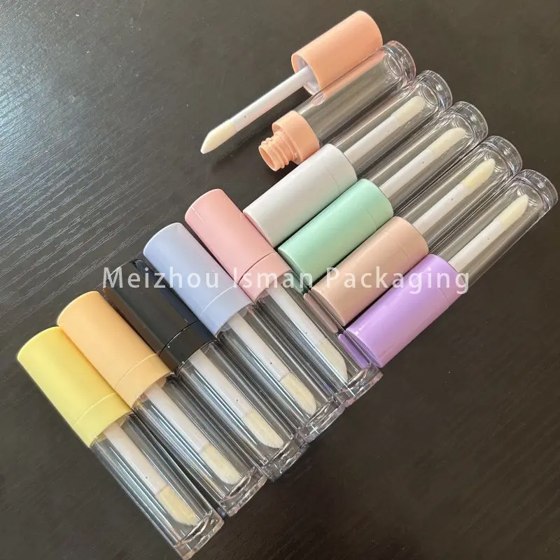 

50Pcs New Multi-color 9Ml Empty Lipgloss Containers Yellow Pink Green Nude Brown Purple Lip Gloss Tubes With Big Brush Wand