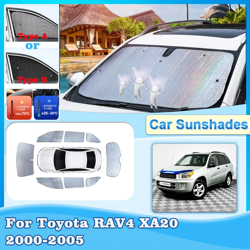 Car Coverage Sunshades For Toyota RAV4 XA20 2000 2005 2001 2002 2003 2004 Sun Visors Sunscreen Covers Side Window Accessories