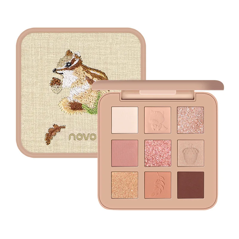 Paleta Cieni do Powiek 9 Kolorów Haftowana Wodoodporna Brokatowa Z Cekinami Matowa Pigmentowana Cień do Powiek w Pudrze Produkty do Makijażu