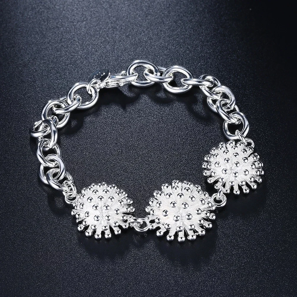 Special offer 925 Sterling silver Bracelets for women man Exquisite round flowers Wedding party Christmas Gifts fashion Jewelry