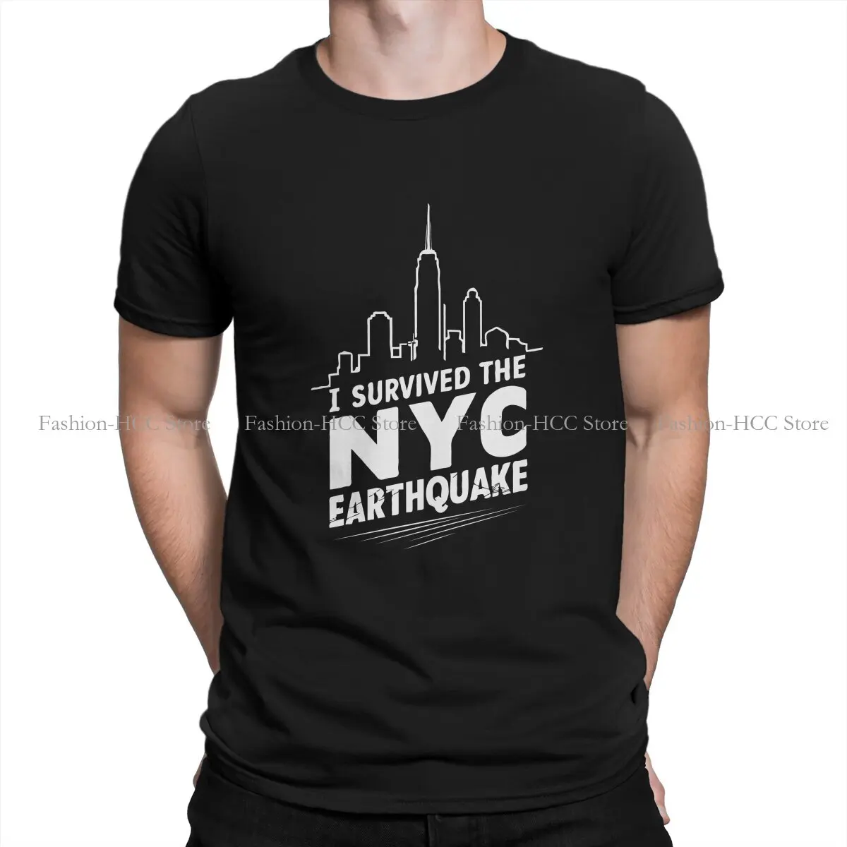 Cool Graphic Polyester TShirt I Survived The NYC Earthquake Style Tops Leisure T Shirt Male Short Sleeve