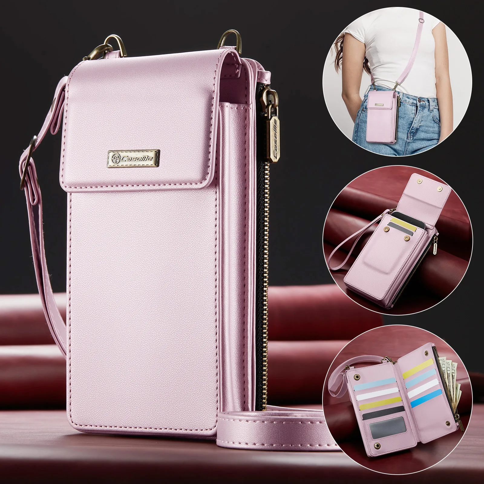 Вертикальная многофункциональная сумка для телефона для OPPO A5i A5X A5 A3 A2 A1X A1, кожаный карман через плечо с 10 карманами для OPPO F29 F25 F19 F17