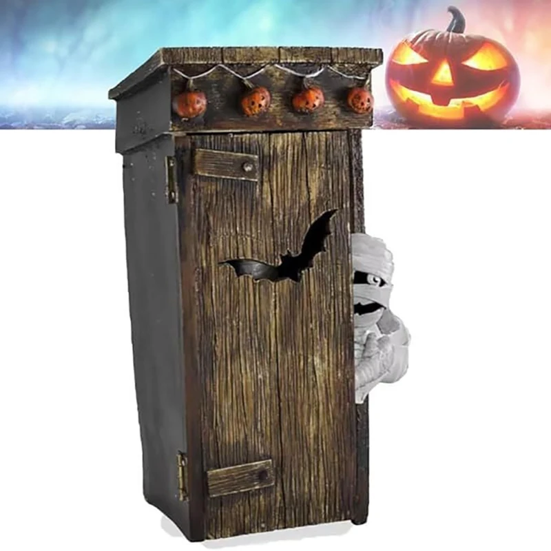 Decoración de puerta abierta de Halloween, regalo para el hogar, inodoro al aire libre, decoración de animación de momia