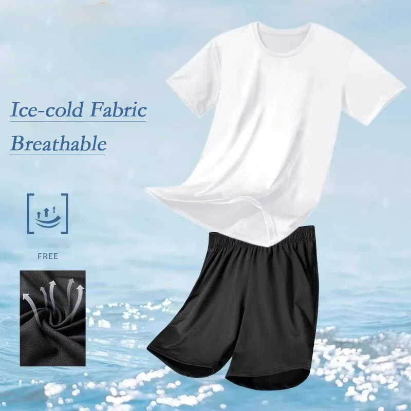 Conjunto de camiseta e shorts masculinos de verão 2025: blusa casual confortável para compras de corrida + camiseta esportiva casual legal masculina