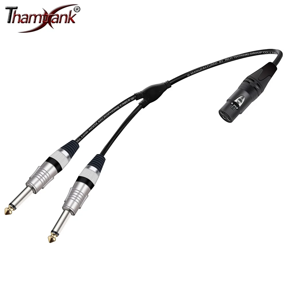 

Y Splitter 3Pin XLR Female to Dual 6.35mm Mono Audio Cable TS 1/4 Jack Cord MIC Audio Extension Cable Converter Adapter